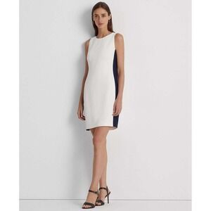 Lauren Ralph Lauren Womens Colorblock Sheath Dress Navy White Size 8